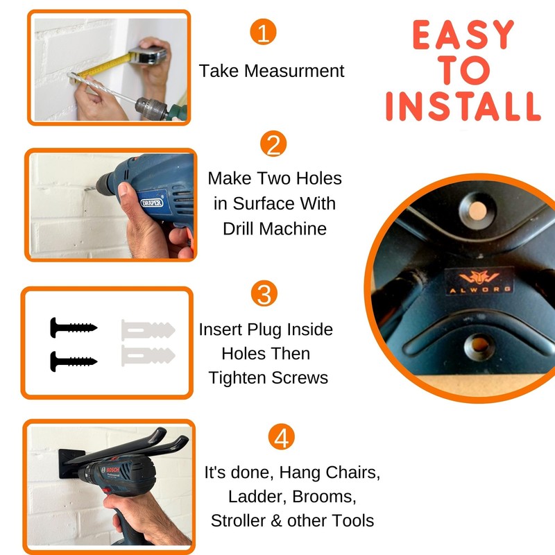 ALWORG Ladder Hangers Set of 4 for Garage Wall -