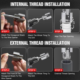 2PCS Pipe Thread Cutting Tool,Electric Drill Compatible PVC Pipe Threader Kit,Integrated Internal & External Pipe Threading Tool,1/2" (DN15) 3/4" (DN20) Pipe Sizes Rethreading Tool
