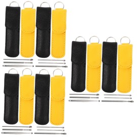 NOLITOY 12sets Metal Ear Wax Picker Set of Ear Cleaning Tools Convenient Household Wax Remover Kit for Earwax Removal Includes Yellow and Black Portable Stainless Steel Design