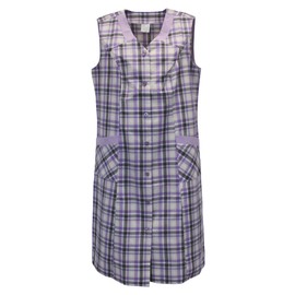 Schuerzenfabrik Button Gown Women's Mixed Fabric Checked Apron Sleeveless Cooking Apron Smock Apron, Design 7