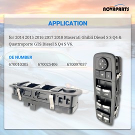 NOVAPARTS Front Left Driver Side Master Power Window Switch for 2014-2018 Maserati Ghibli Diesel S S Q4 2013-2018 Quattroporte GTS Diesel S Q4 S V6 670010305 670025406 670097037