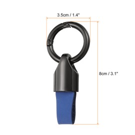 HARFINGTON 2pcs Car Key Chain Ring Clip 3.1" x 1.4" Small Leather Keychain Key Fob Key Fob Accessory with Keyrings for Home Car Keys, Gunmetal Blue