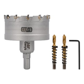 CENYB 2-5/8" (67mm) Tungsten Carbide Tipped Hole Saw with 2Pcs Titanium-Plated Pilot Drill Bits for Metal, Steel, Iron, Wood, Plastic