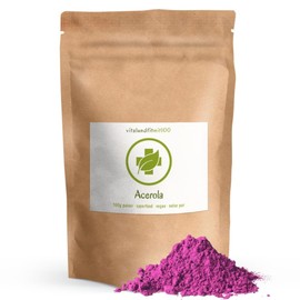Acerola Powder 100 g - Derived from Acerola Cherries - in Proven Raw Food Quality - Vegan, Pure, Gluten-Free, Lactose Free - No Additives and Additives