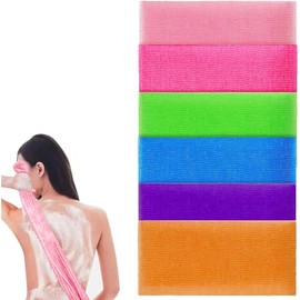 DERJDISF DERJDISF Premium Exfoliating Washcloth Set-6-Pack Body Scrubber for Shower Bath,Back Scrubbing Towel with African Net Loofah Technology,Skin-Rejuvenating Washcloth Brush Gloves in Vibrant Colors