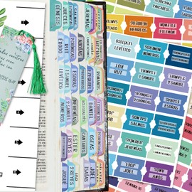 Cualfec Spanish Catholic Bible Index Tabs New & Old Testament Tabs Matte Laminated Floral Design, Bible Journaling Supplies - 122 Pcs (Solid Color)