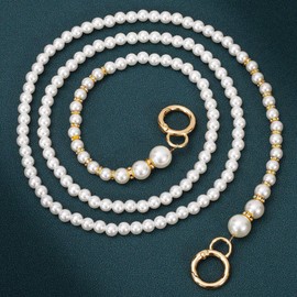 HAOBIN Bag Chains Pearl Bag Handle Bag Strap 100 cm Beads Bag Chain Pearl Replacement Chain Strap Bag Chain Replace Bag Chain for DIY Decoration, Wallet, Handbag