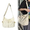 Canvas Messenger Bag Large Capacity Hobo Crossbody Bag with Multiple