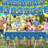 2Pcs Ramadan Table Cloth for Eid, 130*220cm Blue Gold Plastic