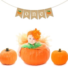 Jute Burlap Pumpkin One High Chair Banner Fall Thanksgiving Boy Girl 1st Birthday Party Highchair Garland Decoration