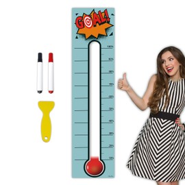 Goal Thermometer Chart Goal Tracker - 48"x12" Adhesive Dry Erase Fundraising Thermometer Sticker