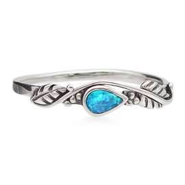 Blue Opal Gemstone 925 Sterling Silver Mood Ring Solitaire Feeling for Women and Girls (58 (18.46))