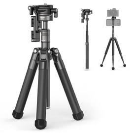 Ulanzi MT-63 Tripod, Camera Tripod, Travel Tripod, Small, 10-Level Telescopic, 57.1 inches (145 cm), Free Ball Head, Panoramic Photography, Aluminum Alloy, Load Capacity: 8.8 lbs (4 kg), Compact, Mini Tripod, Storage Bag Included, For Travel, Convenient 