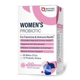 NATURE TARGET Probiotics-for-Women with Prebiotics, Cranberry and D-Mannose, 60-Billion-CFUs, Women's Probiotic for Digestive Health/Gut Health/Immune Booster