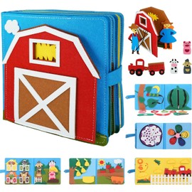 Montessori Busy Book for Toddlers Kids DIY Felt Quiet Book 3D Activities Cloth Story Book Preschool Learning Education Toys for Baby Boys Girls 3 4 5 6 Years Old Farm Theme Autism Sensory Gifts
