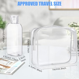 KFHENSOMR 3.4 oz Travel Toiletry Bottles, Travel Size Containers Refillable, Leak Proof Squeeze Bottles with Flip Cap, Small Plastic Squeeze Bottle with Toiletry Bag (5-Pack)