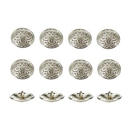 RECHERE 12 botones de metal calado con flores para manualidades y adornos de costura (plata, 15 mm)