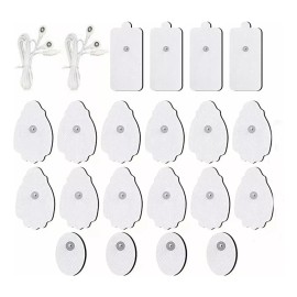 20 Parches De Electroestimulación + 2 Cables De Electrodos Para Electroestimulador Tens General Electrodos electroestimulacion Ems Parche de electrodo: 10*5 cm 7*5 cm, 4*3 cm 2 cables de 1,5 m