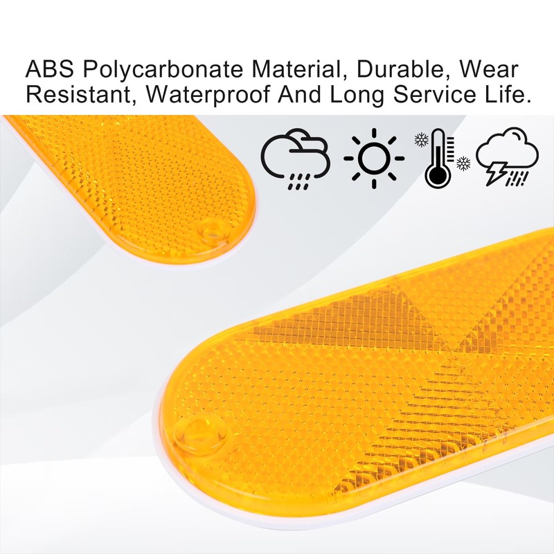 WUSHIXAN 10 Pack Oval Reflectors Yellow Self Adhesive Or Drill