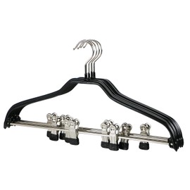 MAWA Reston Lloyd Silhouette Model 40/FK, Metal Clothing Hanger, Non-Slip Coating with Pant Clips, Black, Pack of 5