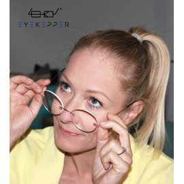 Eyekepper Frameless Reading Glasses Women - Round Rimless Readers Men Gold +1.50