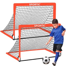 2 Pack 4' x 3' Soccer Goal Net Set, Pop Up Kids Practice Soccer Goals for Indoor and Outdoor.Portable Soccer Net with Carrying Bag & Ground Pegs, Perfect for Backyard, Field, Court (Orange)