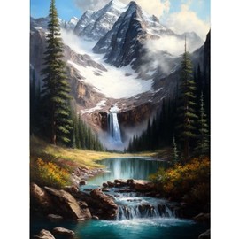 Landscape Diamond Painting Kits Waterfall Mountain Lake Gem 5D Art Painting Kits for Adults Nature Scenery DIY Diamond Painting Accessories for Home Wall Decor 12x16 inch