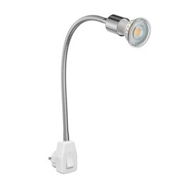 ledscom.de LESCH Socket Lamp Gooseneck Reading Lamp Chrome / White with GU10 LED (Warm White, 7.6 W, Each 1103 lm, 33°)