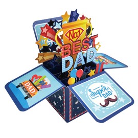 Amorista Pop up Birthday Card for Dad from Daughter Son, Funny 3D Father Day Gifts for Husband, Best Dad Decoration Ideas for Men