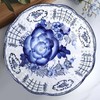 UANYEMON 9.8‘’ Blue and White Ceramic Decorative Bowl with Feet,