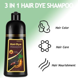 Onilyua Hair Dye Shampoo 3 in 1, Natural Cherry Brown Hair Dye for Men Women,Long -Lasting Dye Shampoo for Color Treated Hair, Easy to Use for Home & Salon, 16.9 Fl Oz (Cherry brown)