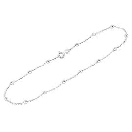 NKlaus 14660 Anchor Anklet Round with Ball 925 Silver Women's Anchor Chain Anklet 28 cm, Silver