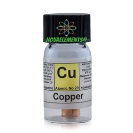 Copper Metallic Element 29 Cu, Cylinder > 8 g 99.99% in Glass Ampoule with Label