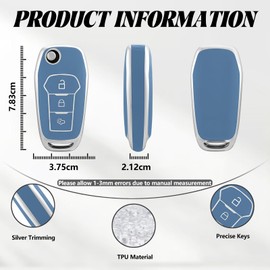 TOOMUME Key Case TPU Car Key Case Fits Ford Fiesta Focus Puma Mondeo Ecosport Explorer Kuga Ka Tourneo Connect Ranger F150, Key Cover Protection Key Shell - Flip Key