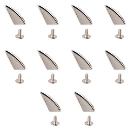 WedDecor Dragon Claw Spikes Metallic Screw-Back Horn Shaped Punk Studs for DIY Leathercraft, Goth Clothing Fashion Accessories, 11mm x 17mm, Silver, 50pcs