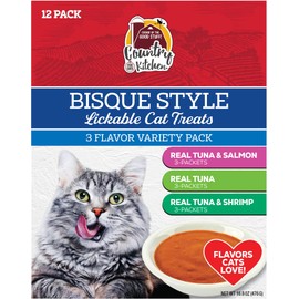 Country Kitchen Liquid Bisque Cat Treats Variety Pack, Made with Real Meat, 12ct