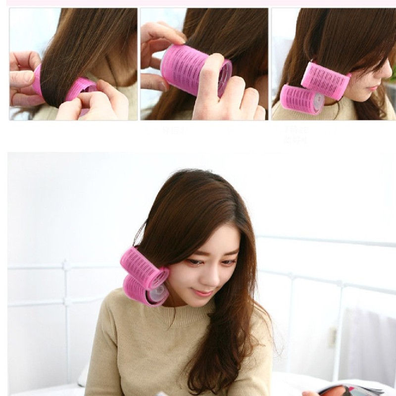 2PCS Double-Layer Bangs Hair Curlers Roller Hair Styling Tools, Pink