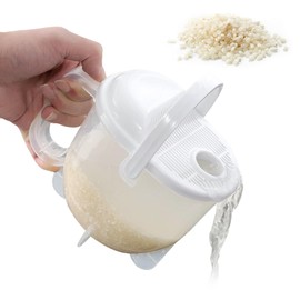 Rice Washer, Rice Washer Strainer Bowl Rice Cleaner Bowl Rice Strainer with Handle Rice Washer Strainer Bowl with Lid