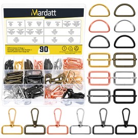 Mardatt 90Pcs 1-1/4 Inch(32mm) 6 Colors Metal Swivel Snaps Hooks with D Rings and Adjustable Tri-Glides Slide Buckles, Purse Hardware for Belt Bags DIY Accessories