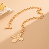 HETICA Gold-Plated Chunky Cross Necklace for Women Vintage Toggle Clasp