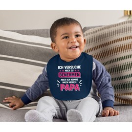 MoonWorks® Baby Bib Large Printed with Saying Ich versuche mich zu benehmen Funny Sayings Baby Bib, Behavior girls navy