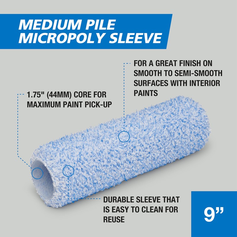 Harris Trade Medium Pile Micropoly Roller Sleeve 9"