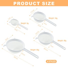 Duoleimi Strainer Set of 4 Plastic Strainers Kitchen Strainer Plastic Strainer Kefir Tea Coffee Fruits, 7/12/15/18 cm, Turbo Peeler Replacement Blades for Multifunctional Use