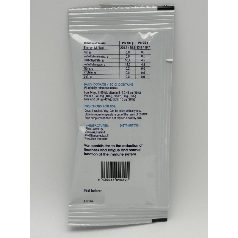 Blue Iron Original Liquid Iron Supplement – Single-Dose 30 g