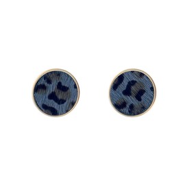 Animal Print Stud Earrings for Women – Leopard, Jaguar, Zebra, Snakeskin – Genuine Leather – Round, Oval, Teardrop - Fashion Statement Earrings - Gift Box Included (Round - Grey Leopard)