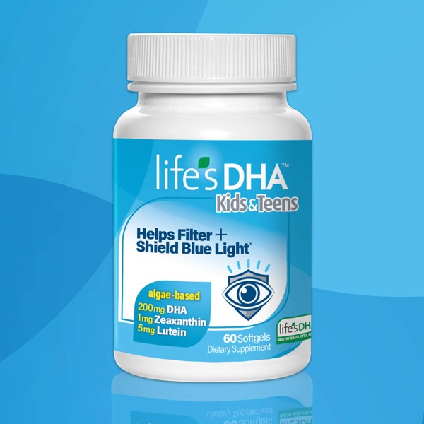 Life’s DHA Kids & Teens with Lutein – Helps Filter & Shield Blue Light – Daily Supplement to Support Eye Health and Brain Health - 60 Softgels, Multi