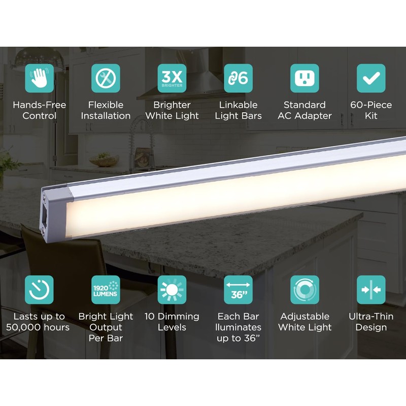 BLACK+DECKER LED Under Cabinet Lighting Kit, Motion Sensor, Dimmable, Linkable,