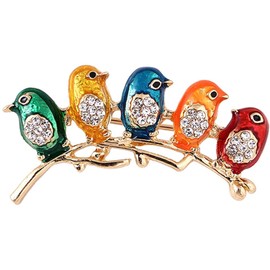 U-K Colorful Little Birds Brooch Pins Alloy & Crystal Brooch Jewelry Gifts Useful and Practical Fashion