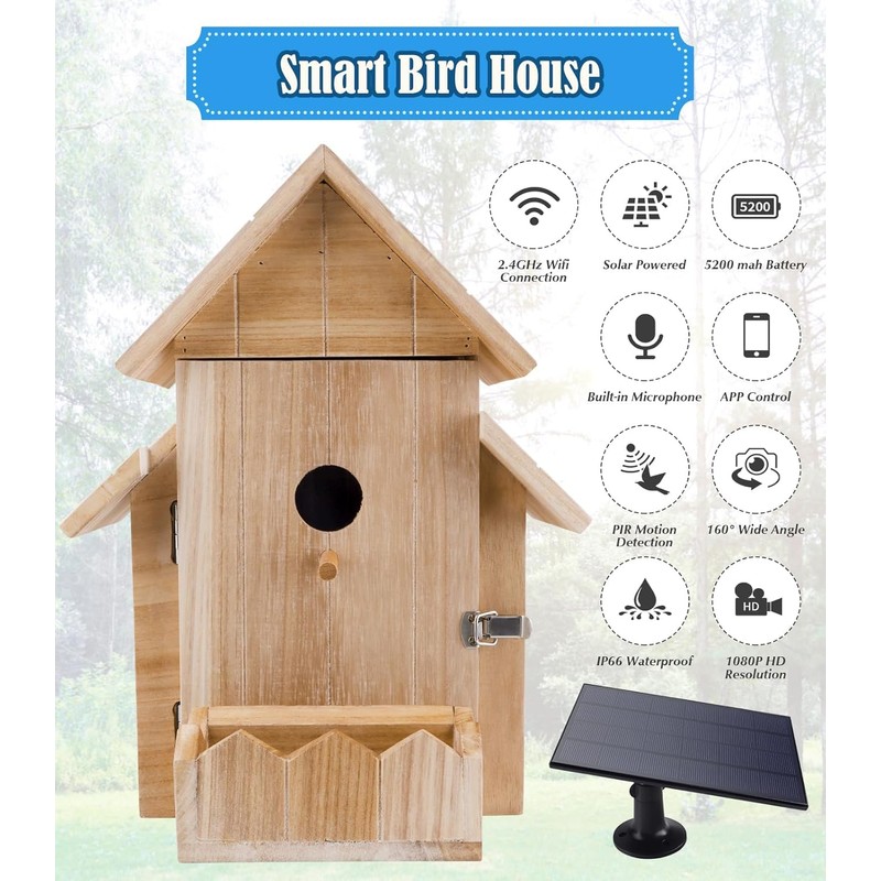 Bird House with Camera, 1080p HD Bird Houses for Outside