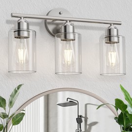 Espird Bathroom Vanity Light Fixtures Brushed Nickel, 3 Lights Bathroom Over Mirror, UL Certified, Modern Wall Lighting Fixtures with Glass Shade, E26 Socket